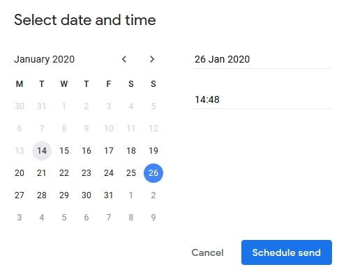 Urnik pošiljanja na namizje Gmail