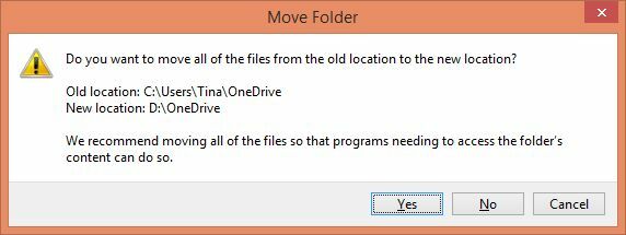 Premakni mapo OneDrive