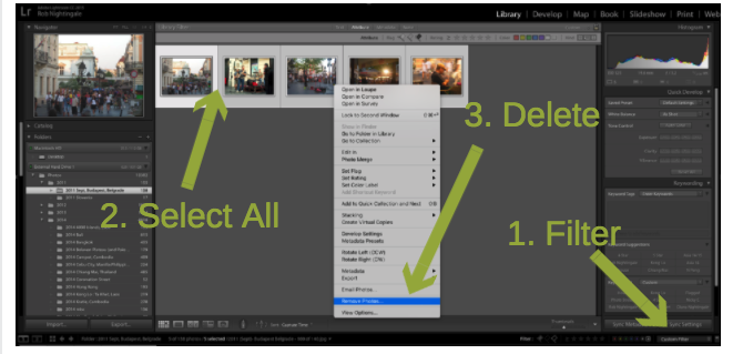 Izbriši fotografije Lightroom