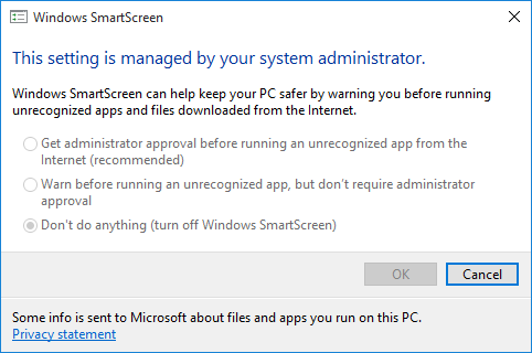 Nastavitve SmartScreen za Windows 10