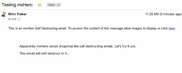mxHero-Toolbox-za-Gmail-Chrome-e-pošto, ki se samouničuje