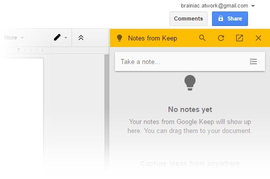 Povežite moč Google Keep v Google Dokumente z enim klikom Google Keep Notes